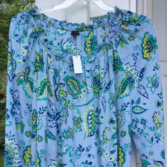 NWT Talbots Blue Peasant Style Multicolored Floral - Picture 2 of 5